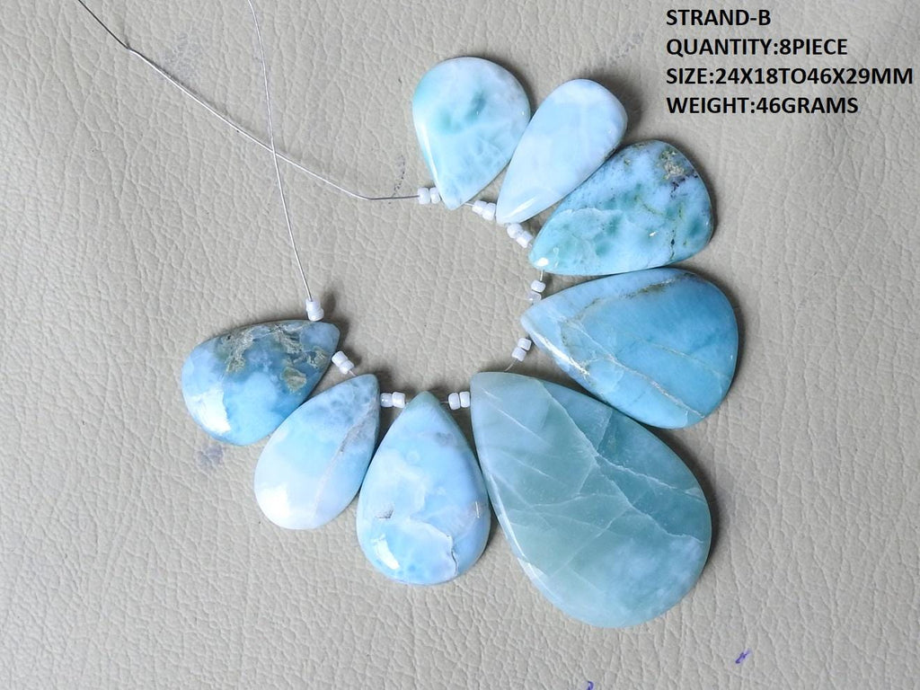 Larimar Smooth Pear Shape Cabochon Briolette Handmade Loose Gemstone Bead For Making Jewelry Wholesaler Supplies Natural Stone BR2