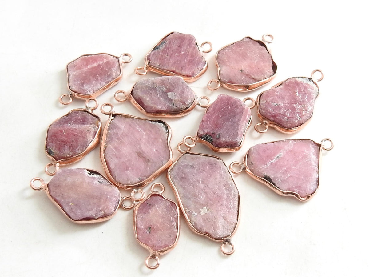 Natural Raw Stones Connectors, Multi Gemstone Rough Crystal Charms, Labradorite Moonstone Quartz Ruby Wholesale DIY Craft Supplies