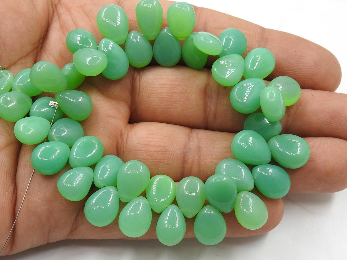 Chrysoprase Green Chalcedony Smooth Teardrop 8 Inch Strand 10x8 to 12x10mm Loose Beads For Jewelry Making Wholesale Supply PME-CY2