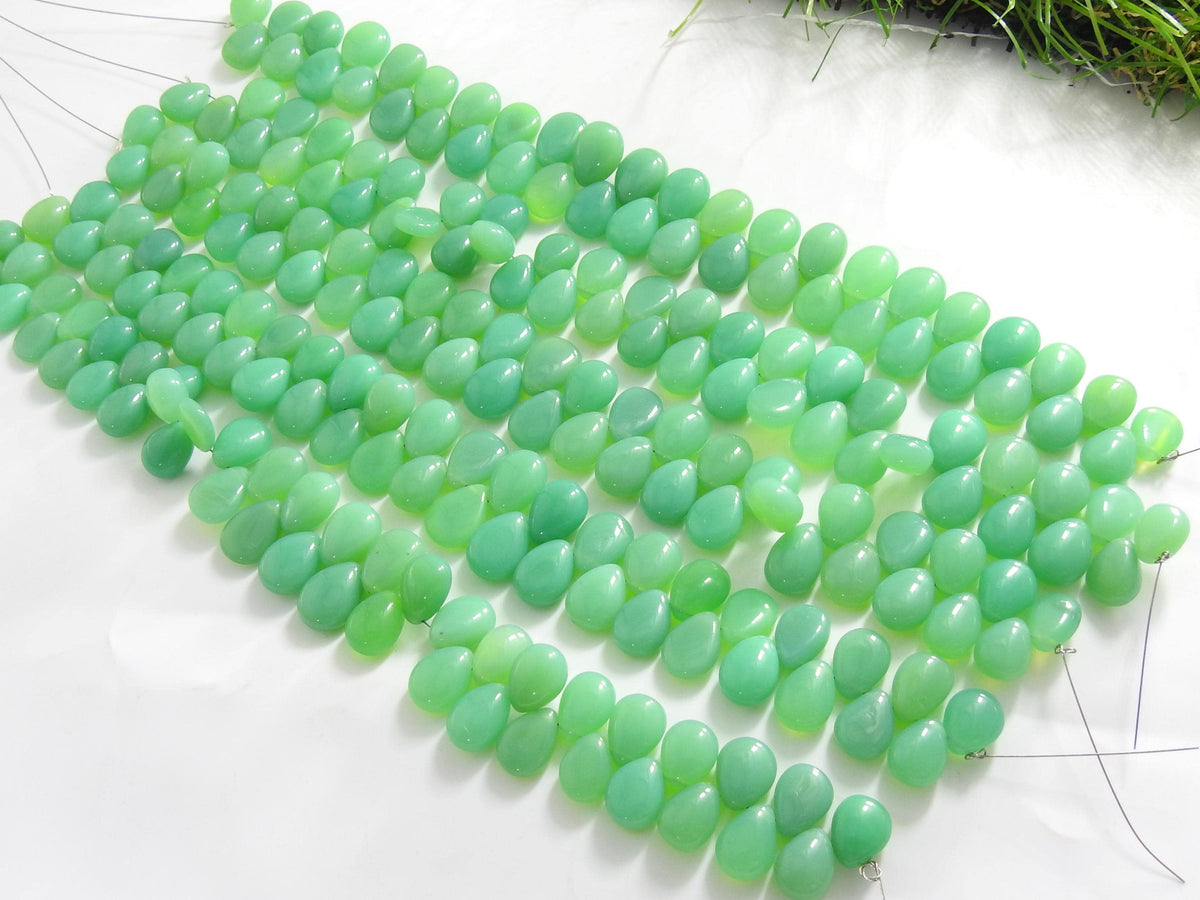 Chrysoprase Green Chalcedony Smooth Teardrop 8 Inch Strand 10x8 to 12x10mm Loose Beads For Jewelry Making Wholesale Supply PME-CY2