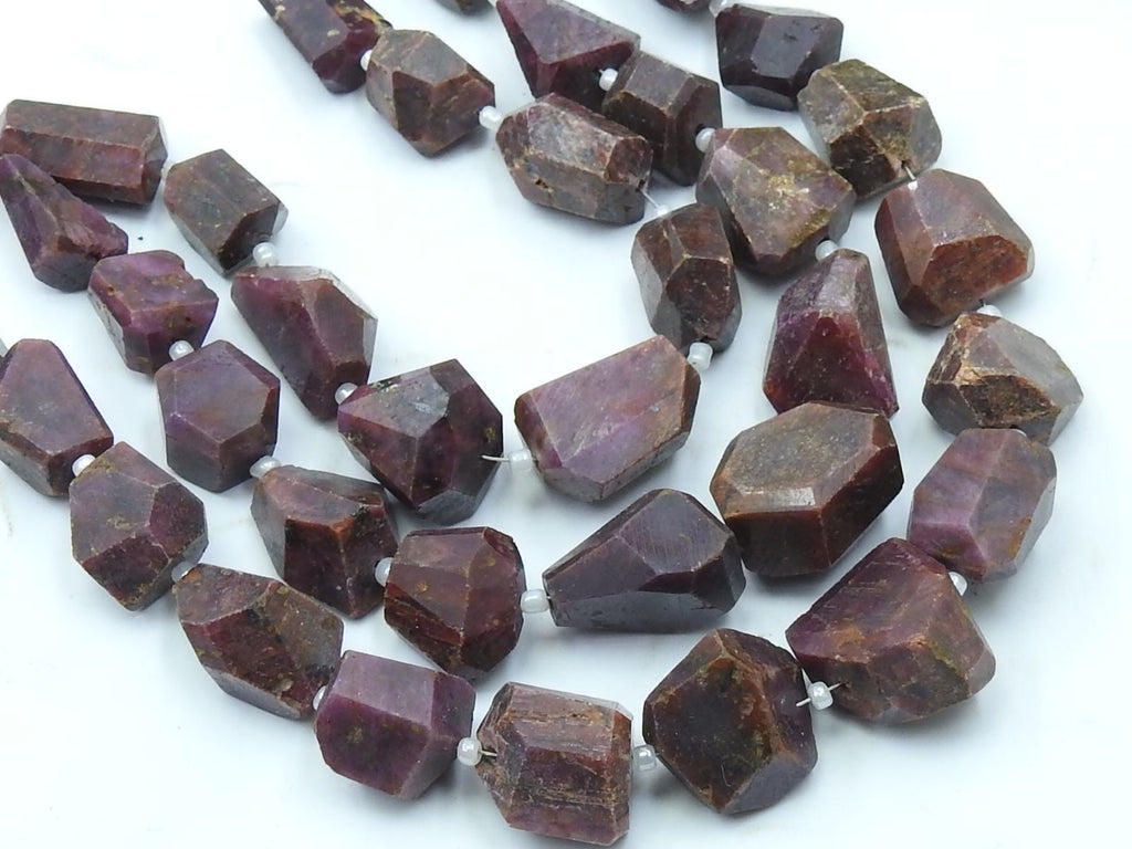 Natural Ruby Faceted Tumble Beads Strand 10 Inch | 15X12 to 10X8mm Gemstone Wholesale Price