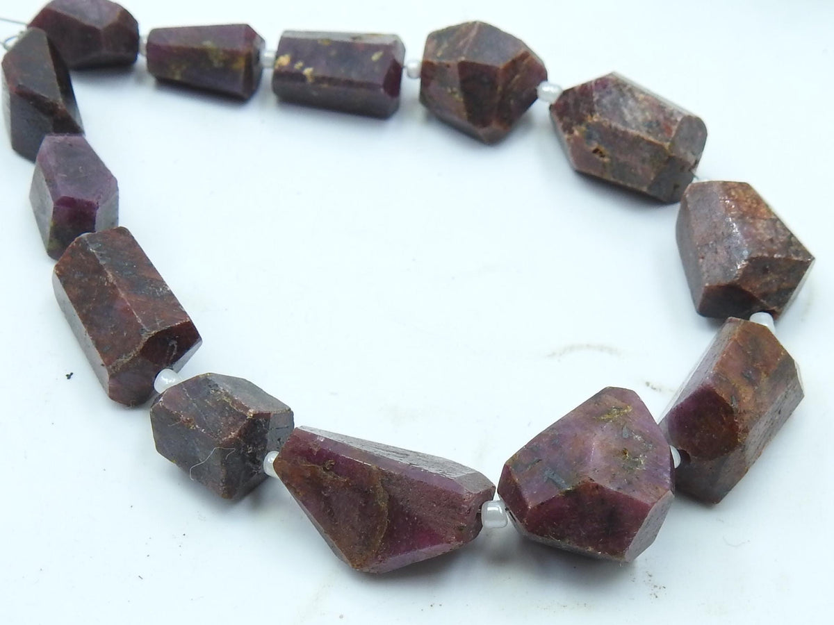 Natural Ruby Faceted Tumble Beads Strand 10 Inch | 15X12 to 10X8mm Gemstone Wholesale Price
