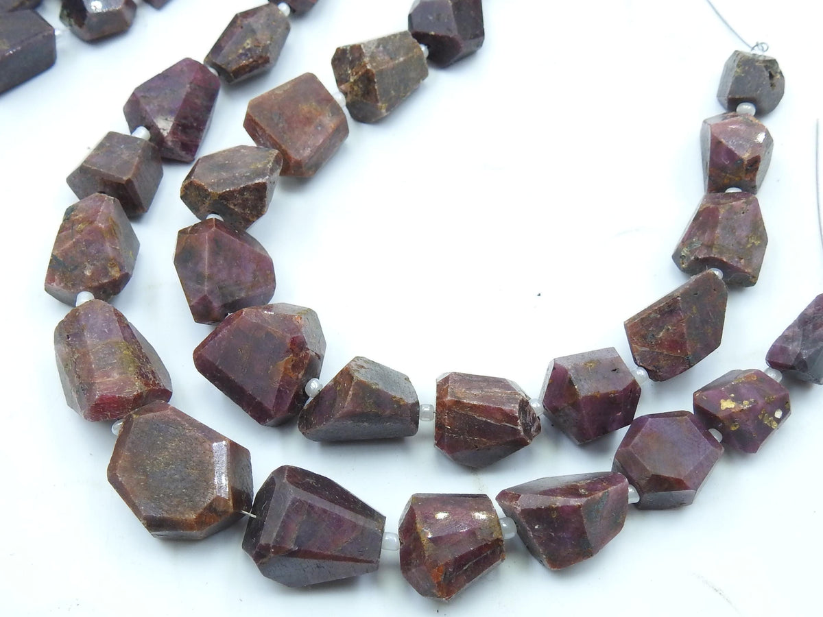 Natural Ruby Faceted Tumble Beads Strand 10 Inch | 15X12 to 10X8mm Gemstone Wholesale Price