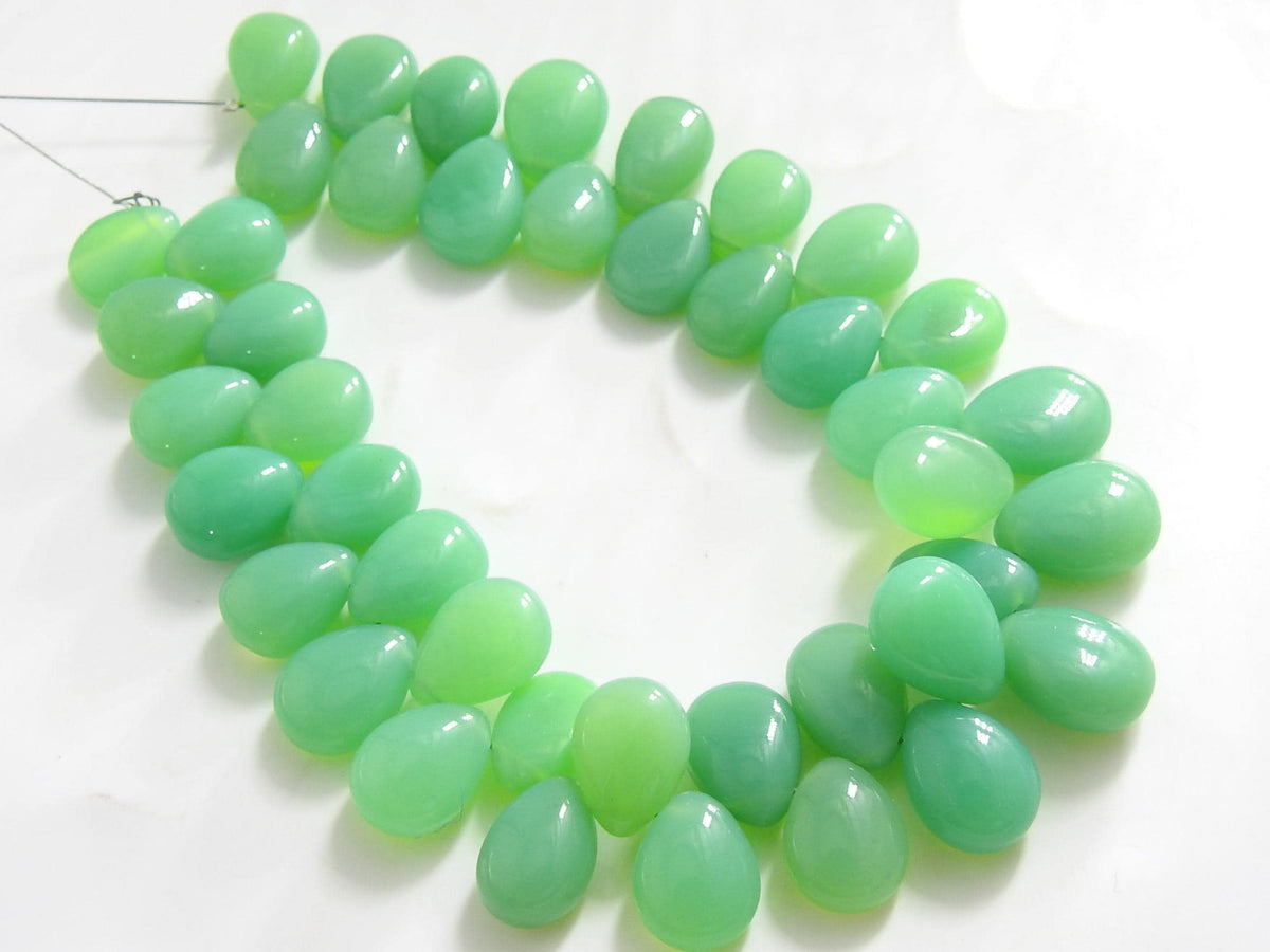 Chrysoprase Green Chalcedony Smooth Teardrop 8 Inch Strand 10x8 to 12x10mm Loose Beads For Jewelry Making Wholesale Supply PME-CY2