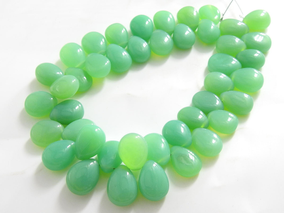 Chrysoprase Green Chalcedony Smooth Teardrop 8 Inch Strand 10x8 to 12x10mm Loose Beads For Jewelry Making Wholesale Supply PME-CY2