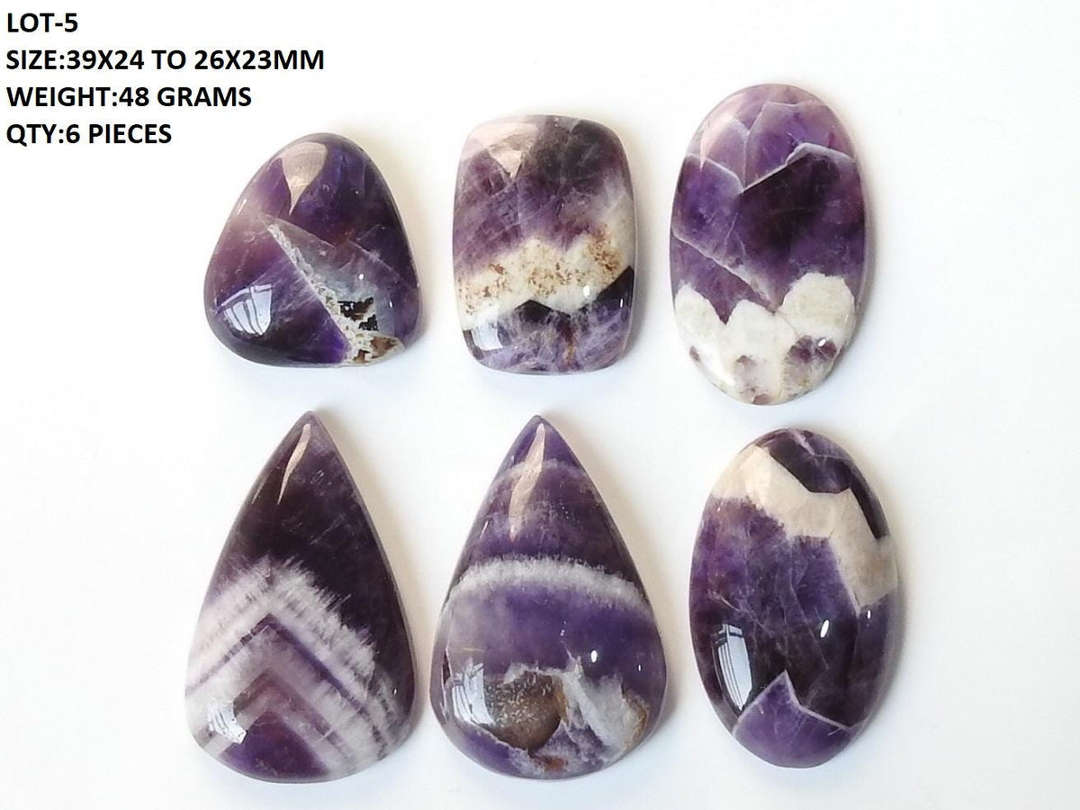 Wholesale Amethyst Cabochon Lot, Bulk Natural Purple Loose Gemstones | Mixed Size Oval & Round Crystals For Jewelry Designers Crafting