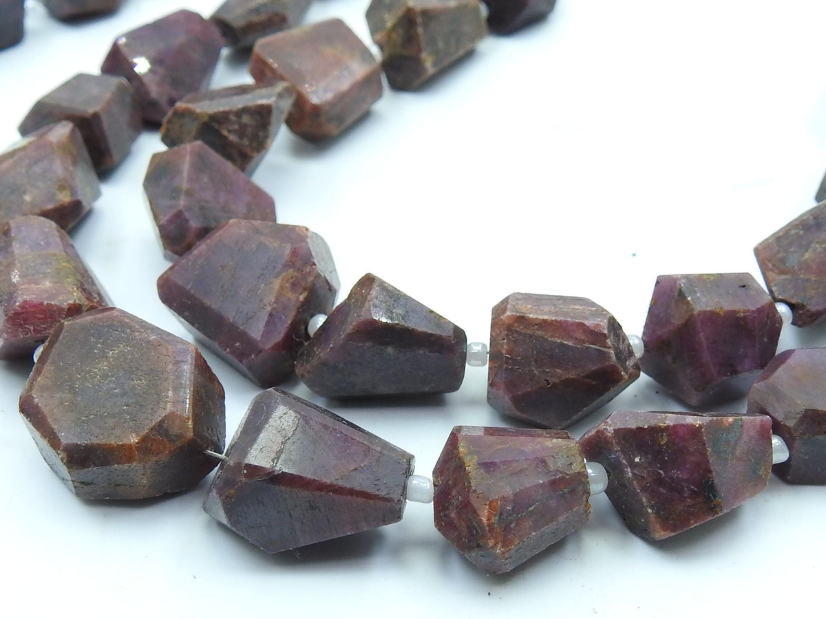 Natural Ruby Faceted Tumble Beads Strand 10 Inch | 15X12 to 10X8mm Gemstone Wholesale Price