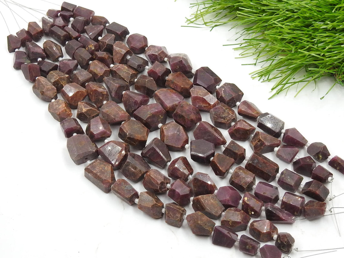 Natural Ruby Faceted Tumble Beads Strand 10 Inch | 15X12 to 10X8mm Gemstone Wholesale Price