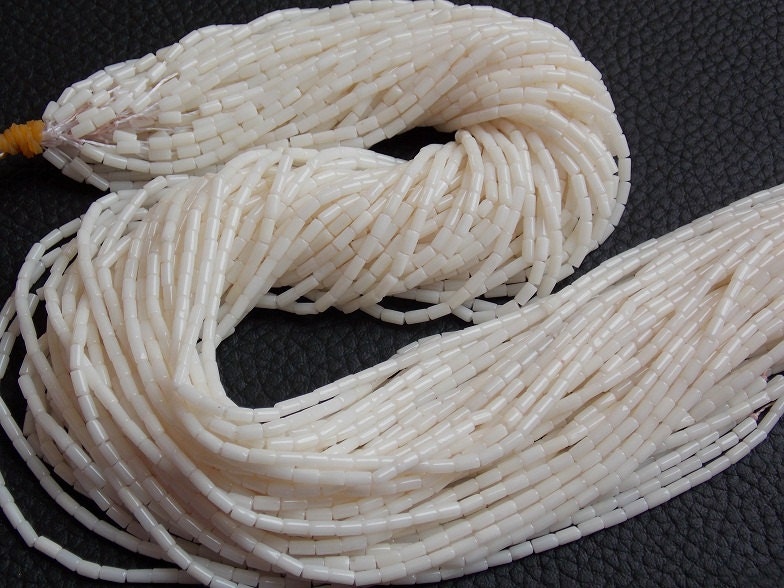 White Coral 4x2mm Smooth Cylinder Drum Tube Shape Beads 16" Strand Natural Stone Loose Spacer Jewelry Craft Supply BK-CR2